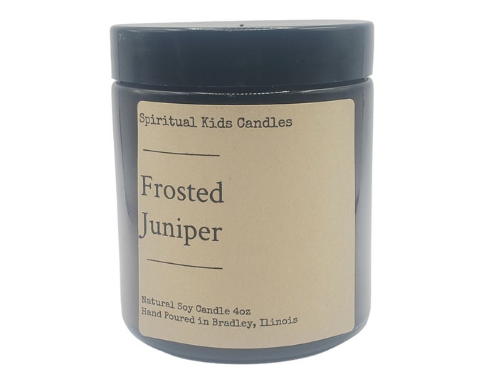 Frosted Juniper Soy Candle 4oz Glass Jar Hand Poured with  Soy Wax and Fragrant/ Essential Oils! | Floral Candle | Birthday Gift