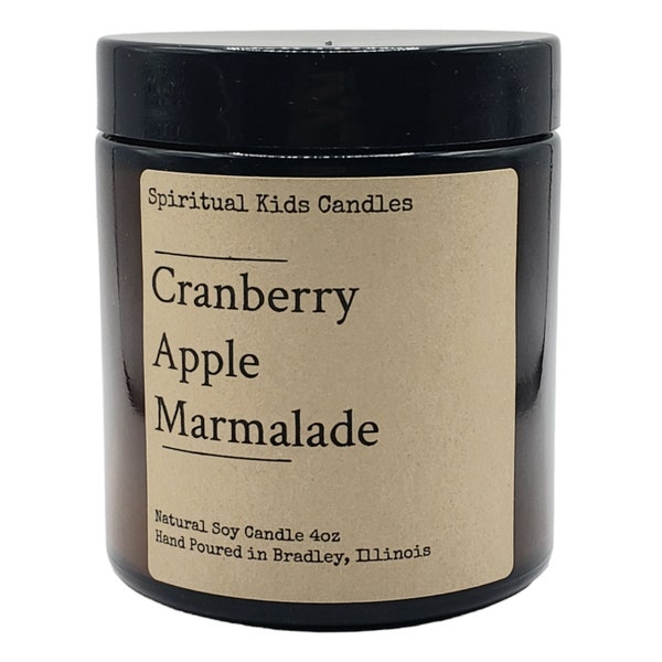 Cranberry Apple Marmalade Soy Candle 4oz Glass Jar Hand Poured with All Natural Soy Wax and Fragrant/Essential Oils! | Fruit Scented |