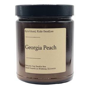 Georgia Peach Soy Candle 8oz 35-40 Hours Hand Poured with All Natural Soy Wax and Fragrant Oils! | Fruit Scented Candle | Birthday Gift