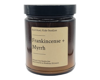 Frankincense & Myrrh Soy Candle 8oz 35-40 Hours Poured All Natural Soy Wax and Fragrant/ Essential Oils | Herbal Candle | Religious Candle