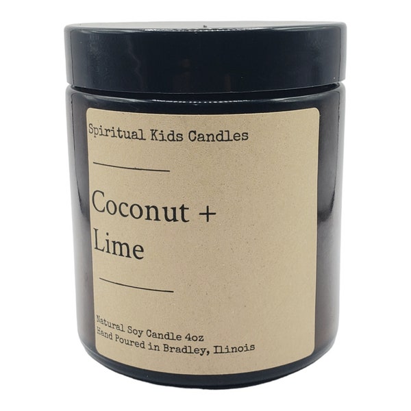 Coconut Lime Soy  Candle 4oz Hand Poured with All Natural Soy Wax and Fragrant/ Essential Oils! | Fruity Candle | Birthday Gift |