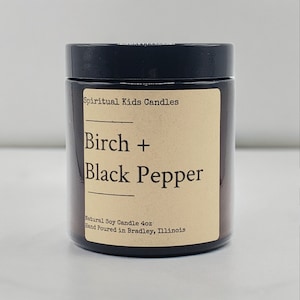 Birch & Black Pepper Soy Candle 4oz Glass Jar Hand Poured with All Natural Soy wax and Fragrant/Essential Oils! | Spicy Candle | Wedding