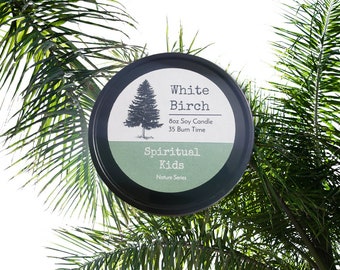 Vela de soja de abedul blanco: aroma amaderado vertido a mano - Lata de 8 oz
