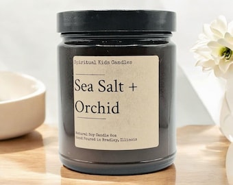Sea Salt & Orchid Soy Candle. Hand Poured Floral Scent.