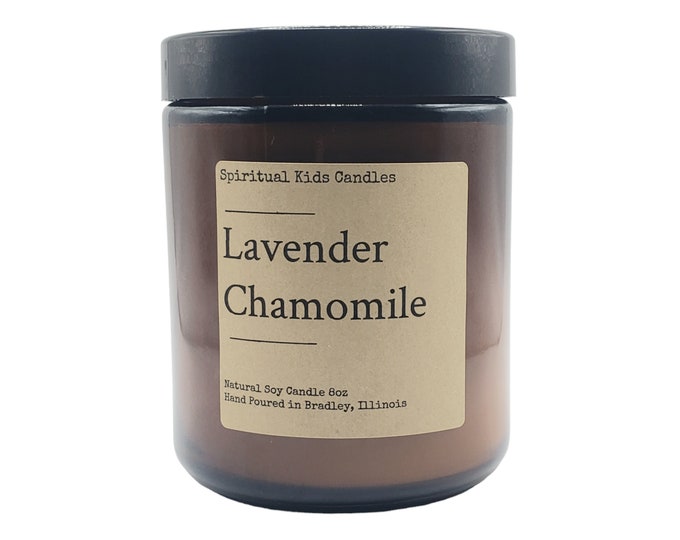 Lavender Chamomile Soy Candle 8oz 35-40 Hours Hand Poured with Soy Wax and Fragrant/Essential Oils! | Soothing Candle | Birthday Gift