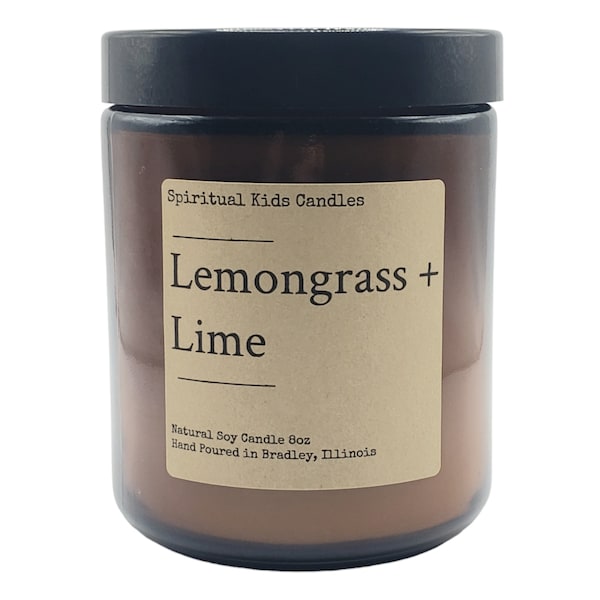 Lemongrass & Lime Soy Candle 8oz 35-40 Hours Hand Poured with Soy Wax and Fragrant/ Essential Oils! | Citrus Candle | Birthday Gift