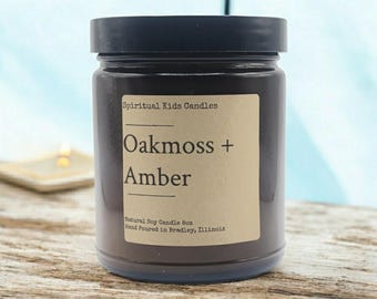 Oakmoss & Amber Soy Candle: Hand Poured Herbal Woodsy Scent