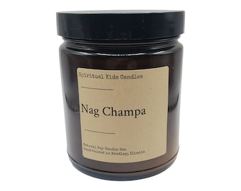 Nag Champa Soy Candle 8oz 35-40 Hours Hand Poured with All Natural Soy Wax and Fragrant/ Essential Oils! | Birthday Gift | Christmas Gift |