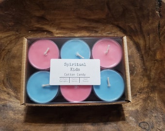 Cotton Candy Natural Soy Wax Tealights Hand Poured with Fragrant/Essential Oils | Pink & Blue Tealights | Carnival Tealights |