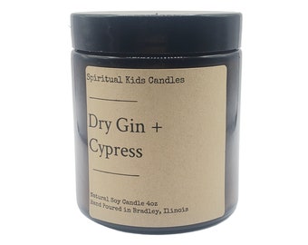 Dry Gin & Cypress Soy Candle 4oz Glass Jar Hand Poured with All Natural Soy Wax and Fragrant/ Essential Oils! | Woodsy Scent | Birthday Gift