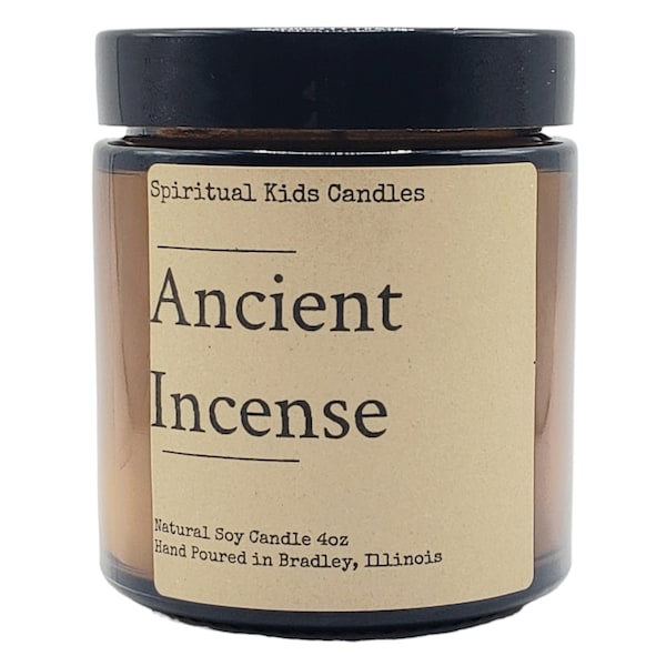 Ancient Incense Soy Candle 4oz Glass Hand Poured w Fragrant/Essential Oils! | 20-25 Hour Burn Time | Incense Candle | Herbal Candle