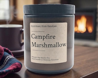 Lagerfeuer Marshmallow Sojakerze: Handgegossener Herbstduft. 1,2 oder 2,5 cm