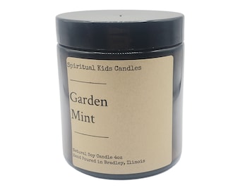 Garden Mint Soy Candle 4oz Glass Jar Hand Poured with All Natural Soy wax and Fragrant/Essential Oils | Herbal Scent | Minty Candle