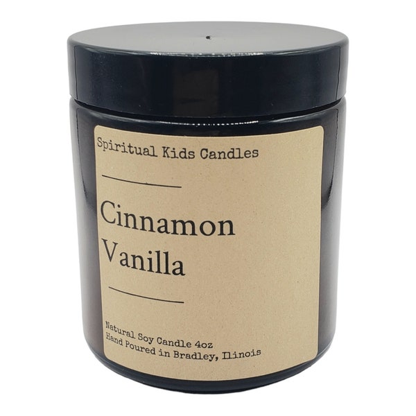 Cinnamon Vanilla Soy Candle 4oz  Hand Poured with All Natural Soy wax and Fragrant Oils! | Food Scented | Birthday Gift | Christmas Gift