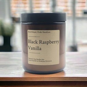 Black Raspberry Vanilla Soy Candle 8oz 35-40 Hours Hand Poured with All Natural Soy wax and Fragrant Oils! | Birthday Gift | Christmas Gift