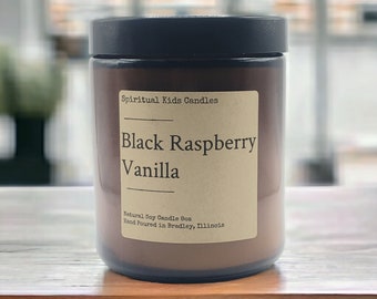Black Raspberry Vanilla Soy Candle - Hand Poured Candle. 4oz or 8oz