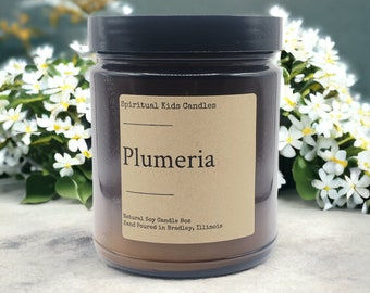 Plumeria Soy Candle: Floral Scented,  Hand Poured Candle
