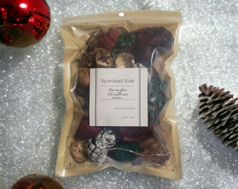 Home for Christmas Potpourri  made with Fragrant/Essential Oils HandMade FREE SHIPPING SCENTED Christmas Gift Holiday Blend Green & Red