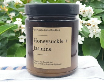 Honeysuckle Jasmine Soy Candle - 4oz or 8oz Floral Scented Candle