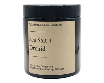 Sea Salt & Orchid Soy Candle 4oz Glass Hand Poured with All Natural Soy wax and Fragrant/Essential Oils! Floral Candle | Birthday Gift