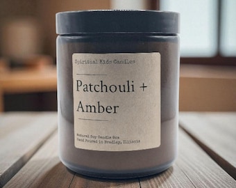 Patchouli & Amber Soy Candle, Hand Poured Herbal Scent