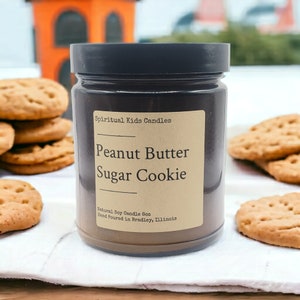 Peanut Butter Sugar Cookie Soy Candle 8oz Hand Poured with All Natural Soy Wax and Fragrant/ Essential Oils | Food Scented Candle |