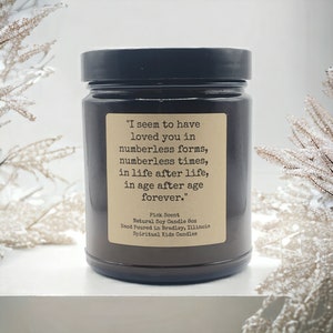 Rabindranath Tagore Love Poem Soy Candle 8 uncji ręcznie wylewanego wosku sojowego i olejków zapachowych/eterycznych! WYBIERZ ZAPACH | Prezent rocznicowy | Soulmates