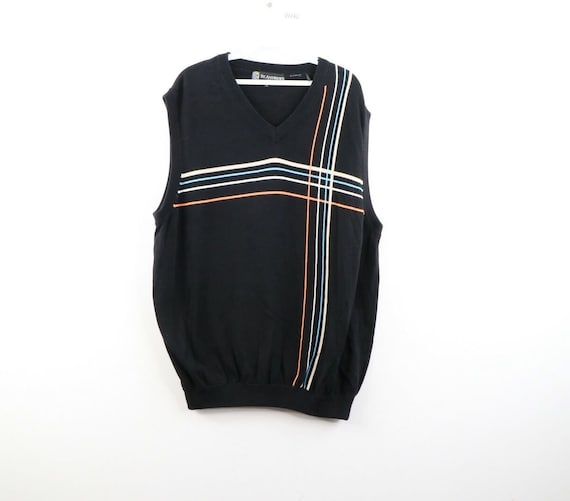 90s Streetwear Mens Large Geometric Print V Neck S