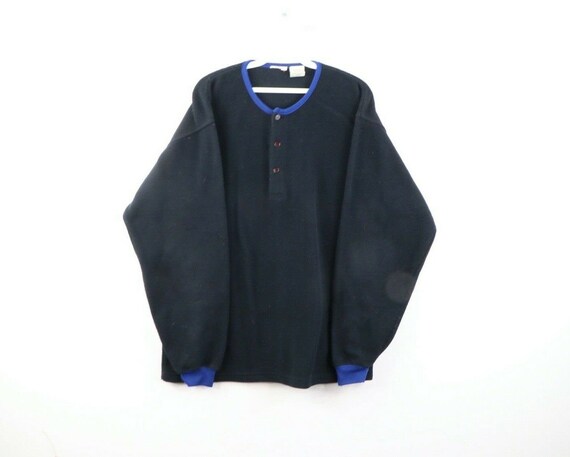 90s Streetwear Mens Medium Blank Long Sleeve Fleec