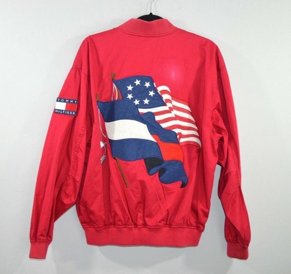 90s Tommy Hilfiger Mens Medium Spell Out Big Flag