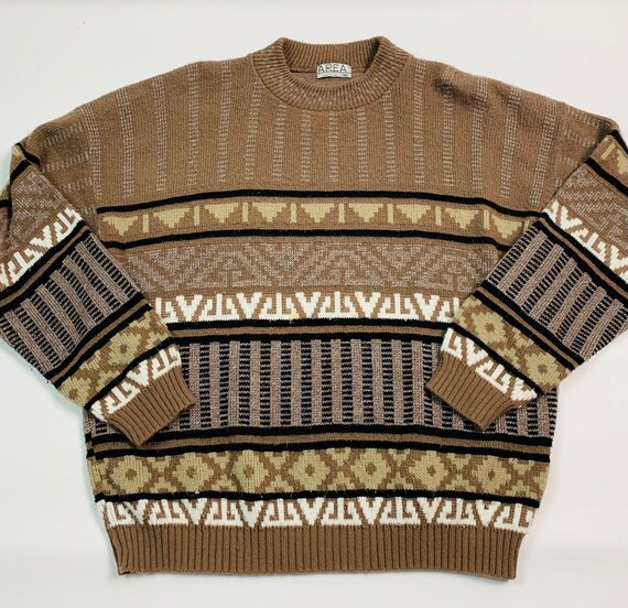 Vintage 90s Streetwear Womens large brown aztec Cr
