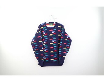 90s Coogi Style Mens Small Ed Bassmaster Multicolor Sweater Cotton USA, Vintage Ed Bassmaster Sweater, Vintage Lord Jeff Sweater