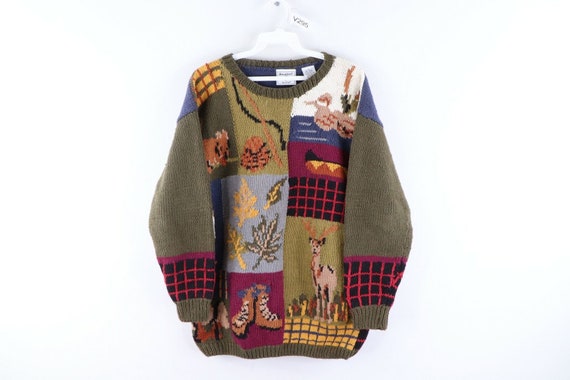 90s Streetwear Womens Small Handknit All Over Fall