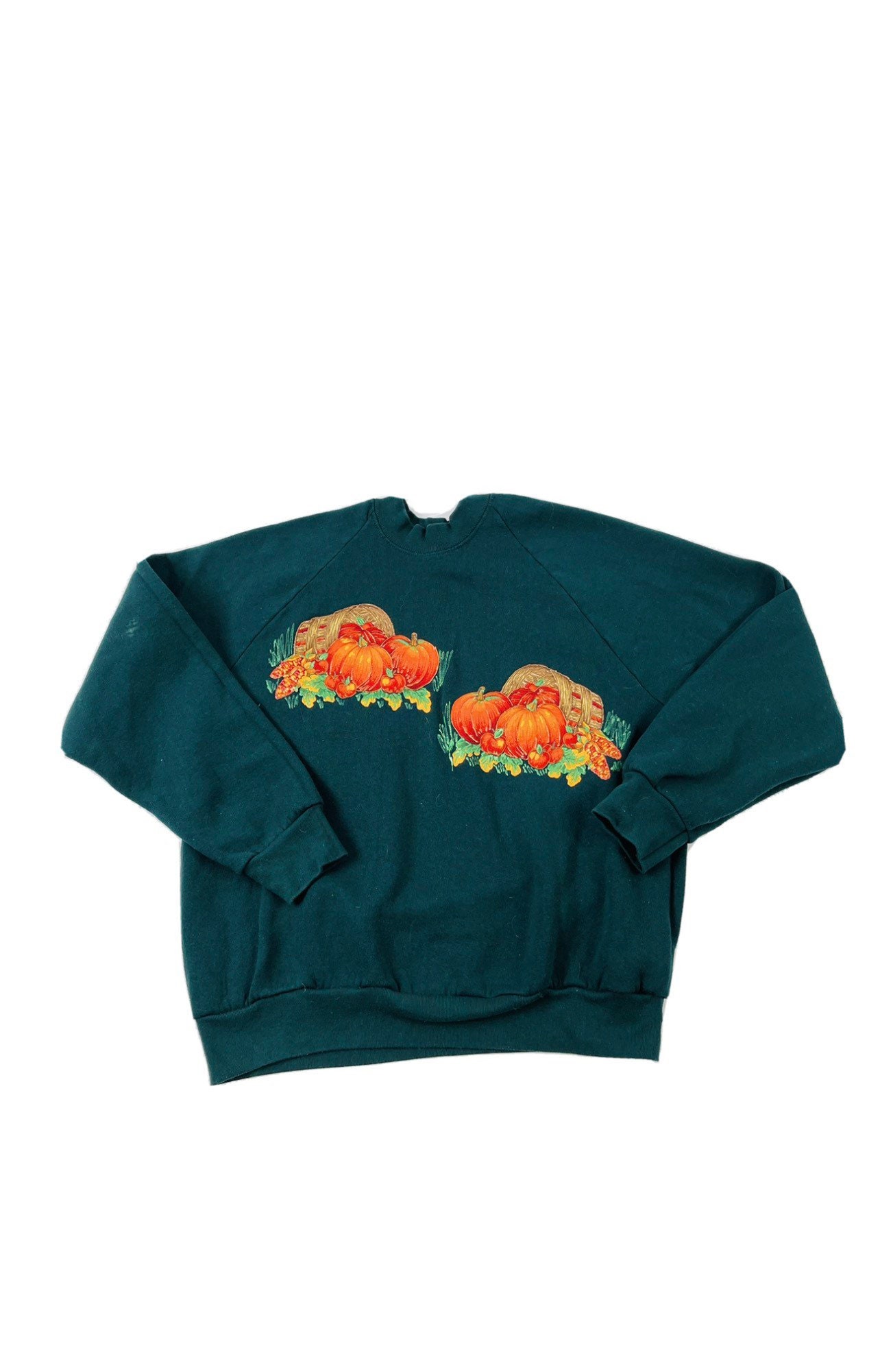 Fall Sweatshirt, 90s Pumpkin Sweatshirt 90s Streetwear Womens 26W Scarecrow Pumpkins Fall Distressed Double Collar Sweatshirt
