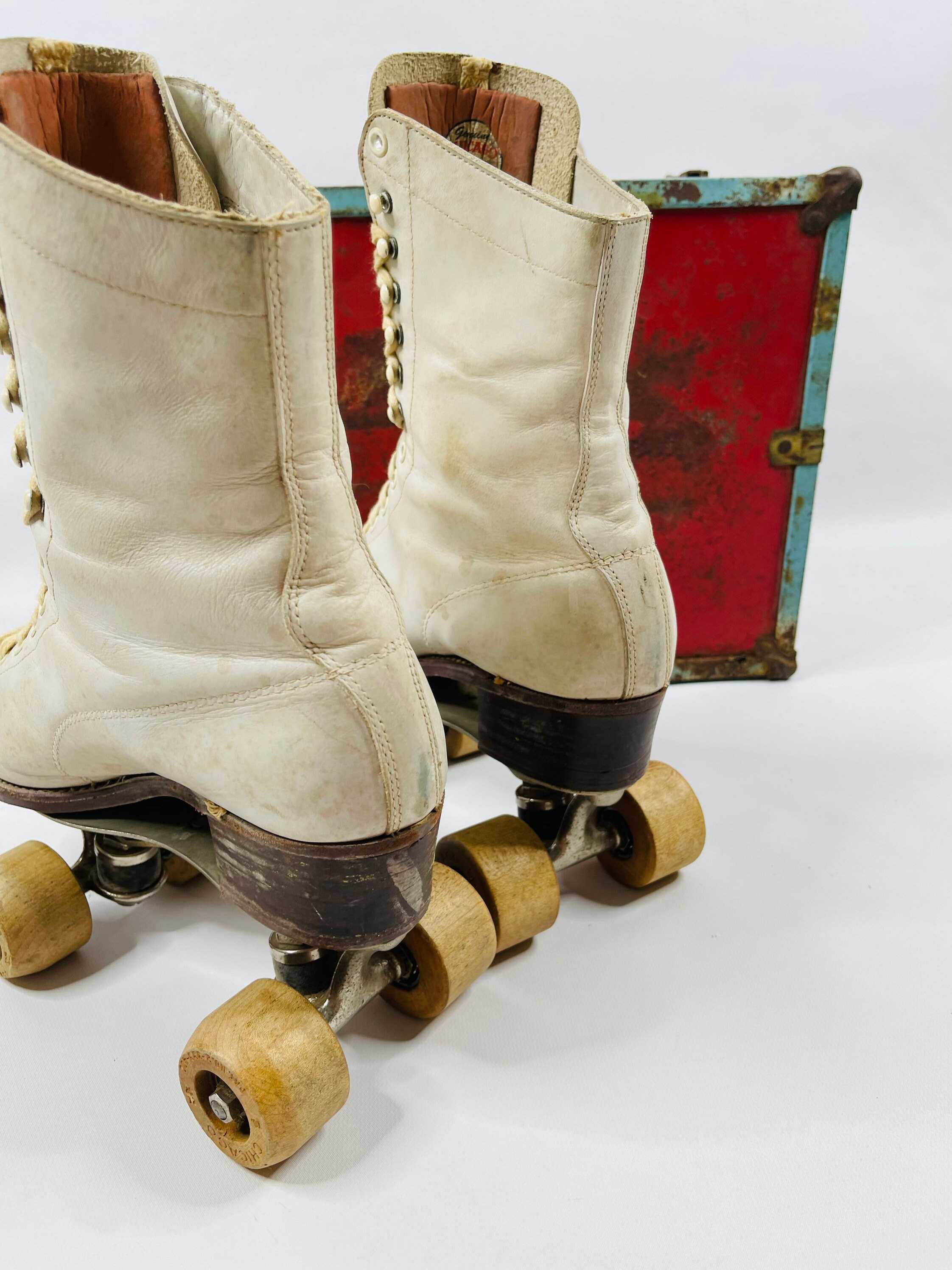 50s Hyde White Leather Roller Skates Womens 6 Hyde Roller Etsy UK