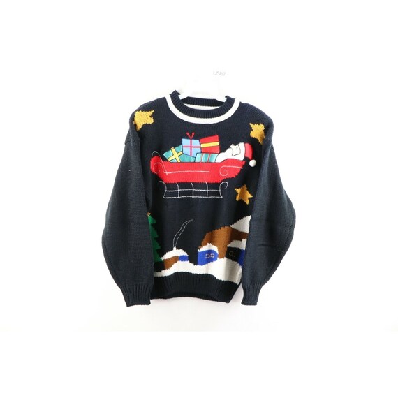 90s Streetwear Womens Medium Knit Santa 