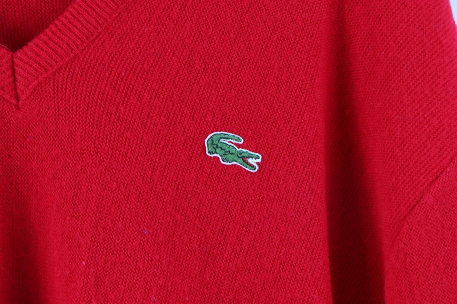 80s Izod Lacoste Mens Large Croc Logo Acrylic Vneck Sweater Etsy