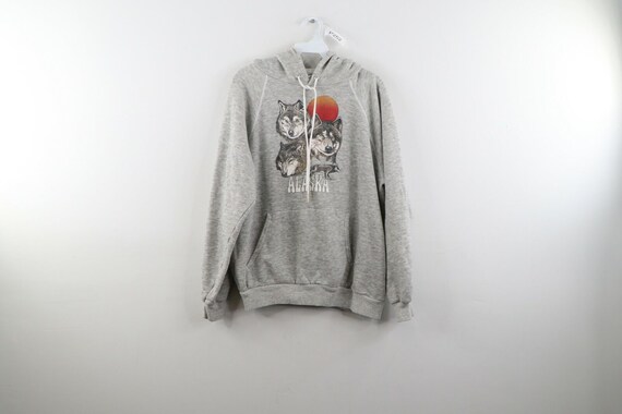 80s Streetwear Mens XS Alaska Wolf Print Tri Blend