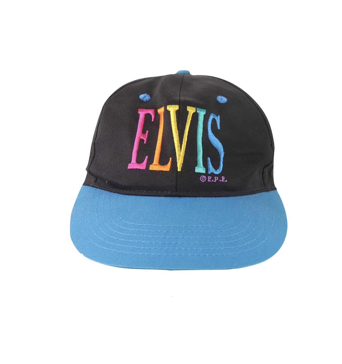 90s Elvis Presley Rainbow Spell Out Snapback Hat Cap Black Etsy