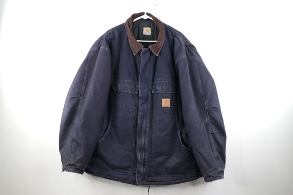 90s Carhartt Mens 2XL Spell Out Corduroy Collar Di
