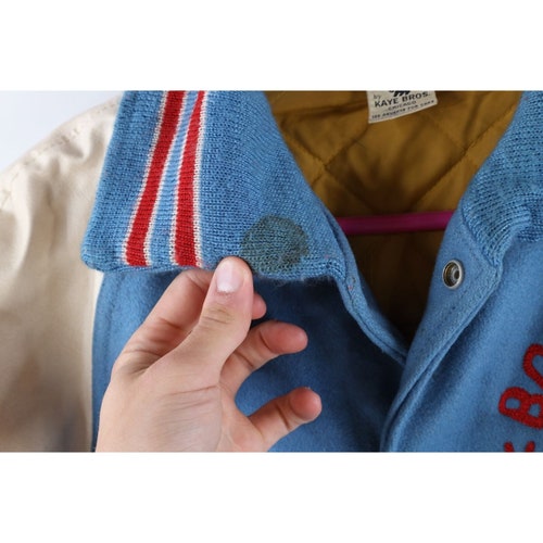 60s Mens L Thrashed Chain Stitch Wool Leather Varsity Jacket Letterman USA, 1960s Lettermen shops Jacket, Mens Vintage Jacket, Thrashed Jacket 60s