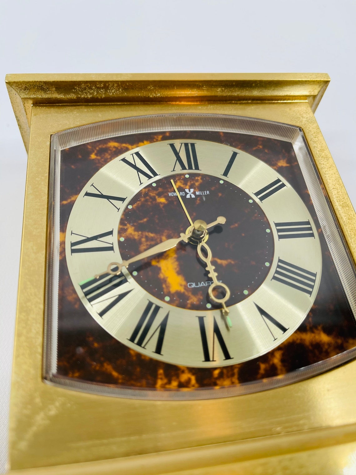 Mid Century Modern Howard Miller Brass Mantle Clock Mid Etsy