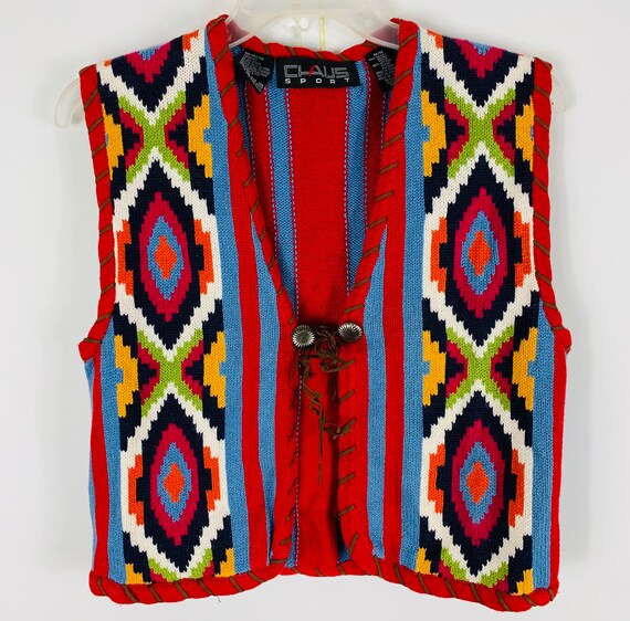 VTG 90s Womens Medium Multi Color Abstract Sweater