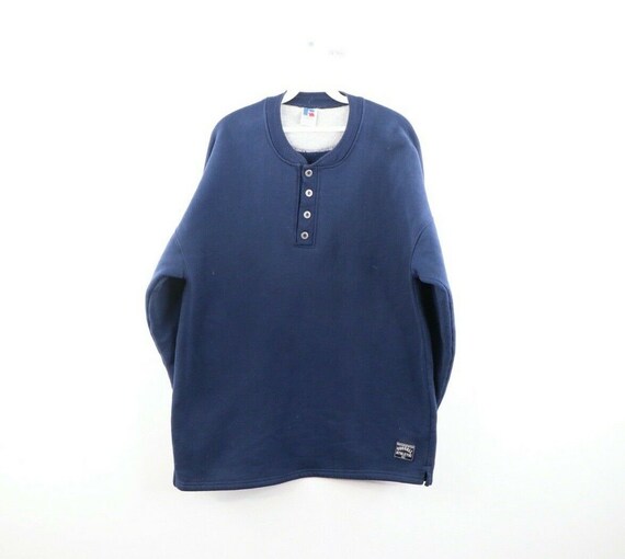 90s Russell Athletic Mens Large Faded Blank Henley