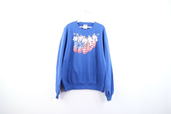 90s Streetwear Mens Large Crazy Cat Lady USA Flag