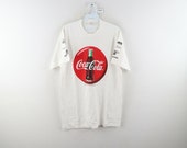 90s Coca Cola Mens Medium Spell Out Race Against Drugs Double Sided T-Shirt, 90s Coca Cola Race Against Drugs T Shirt, 90s Coca Cola Shirt,