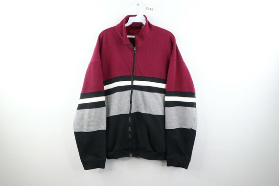 90s Streetwear Mens Large Full Zip Color Block War