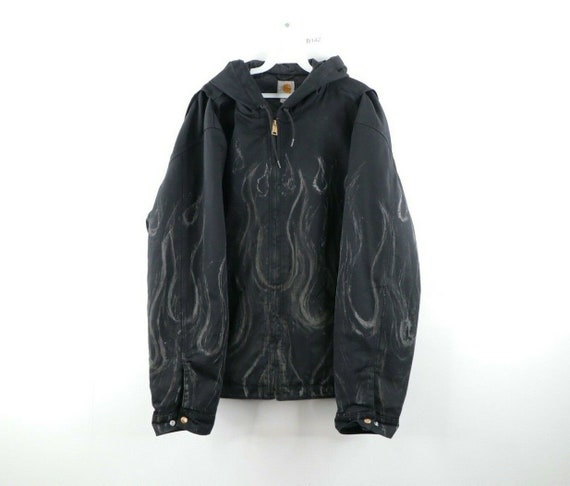 Vintage Carhartt Spell Out Distressed Lined Fire F