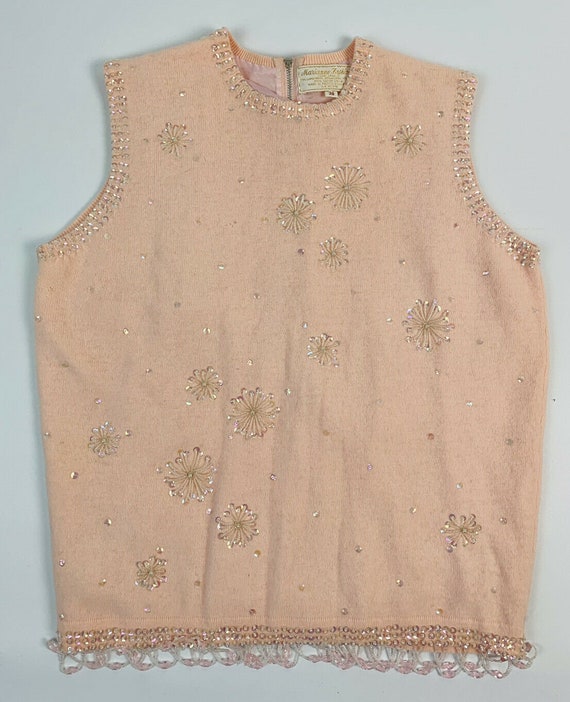 Vintage 1960s Lambswool Beaded Top Blouse, 1960s B