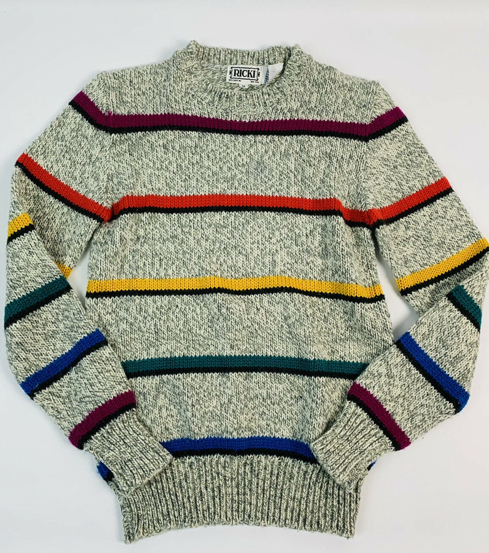 Vintage 90s Multi Color Striped Sweater Vintage 90s Etsy